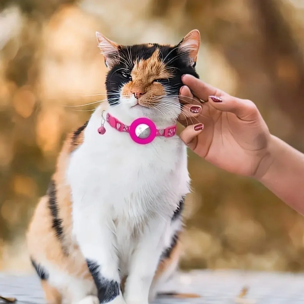 Reflective Collar For Cats With Bell and Silicone Holder For Tracker New